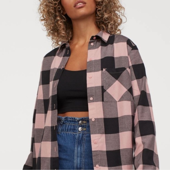 H&M Tops Hm Pink Checkered Plaid Shirt Poshmark
